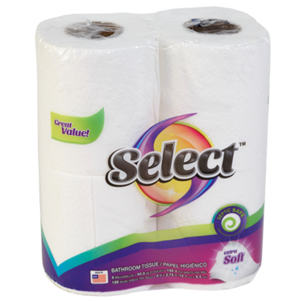 BATHROOM TISSUE 4PK 2PLY 150CT WHITE SELECT CHOICE