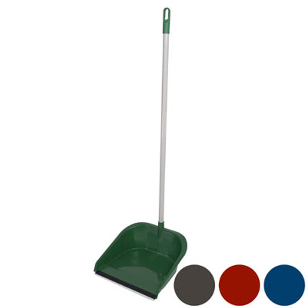 DUST PAN W/RUBBER LIP & 29 INCH HANDLE W/WHITE POLE 4 COLORS