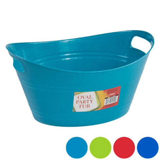 BASKET OVAL TUB W/DOUBLE HANDLE 4 ASSORTED COLORS 5.25X12.5 COUNTER DISPLAY