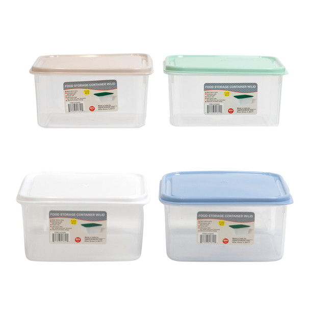 FOOD STORAGE CONTAINER 2QTS AIR TIGHT W 74 LID COLORS & CLEAR BOTTOM #S-2000