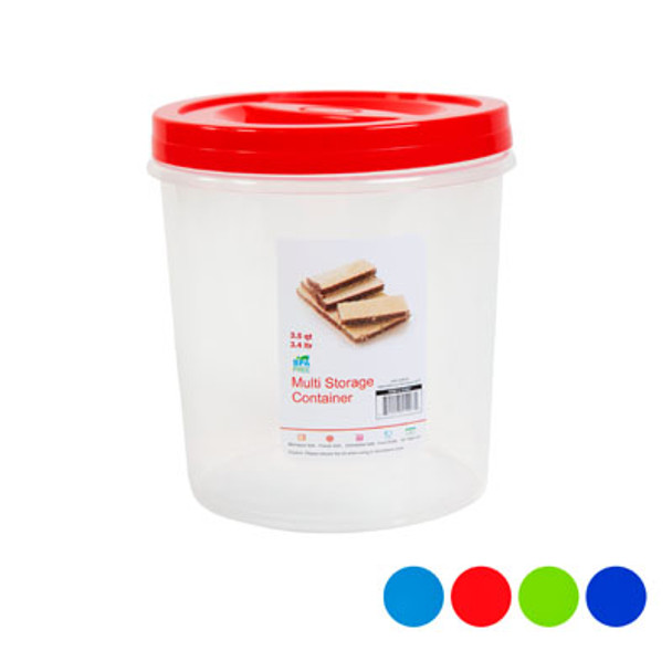 STORAGE CONTAINER 3.5 QT 3.4L SCEW TOP 4 COLOR LIDS CLEAR BOTTOM #CRYSTAL 6 - 14761 STORAGE CONTAINER 3.5 QT 3.4L SCEW TOP 4 COLOR LIDS CLEAR BOTTOM #CRYSTAL 6 - 14761