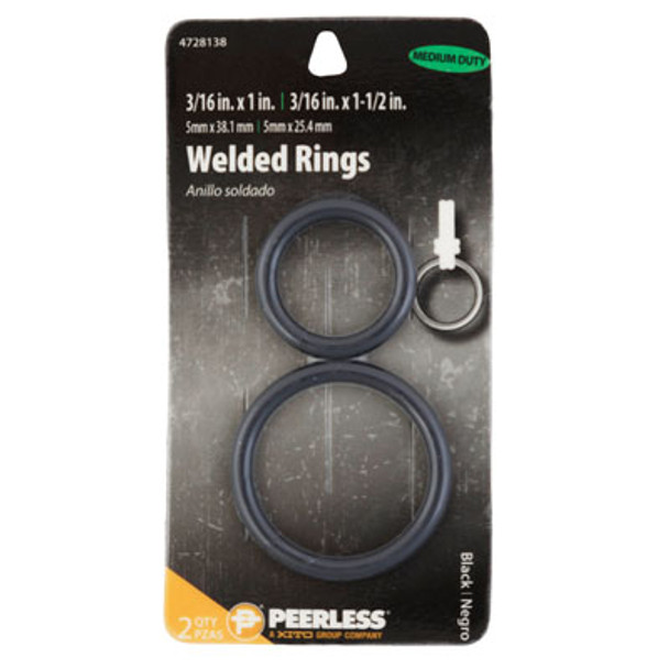 WELDED RINGS 2PK BLACK PEERLESS CARDED WELDED RINGS 2PK BLACK PEERLESS CARDED