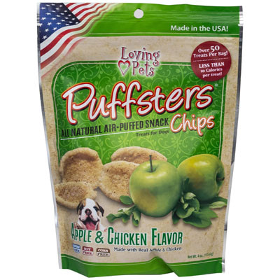 DOG TREATS PUFFSTERS CHIPSAPPLE & CHICKEN 4 OZMADE IN USA