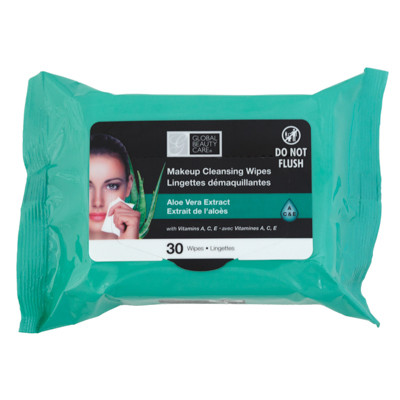 FACIAL WIPES 12-PC ALOE VERA MAKEUP CLEANSING 30-CT GBC COUNTER DISPLAY NO ONLINE SALES MAP PRICING