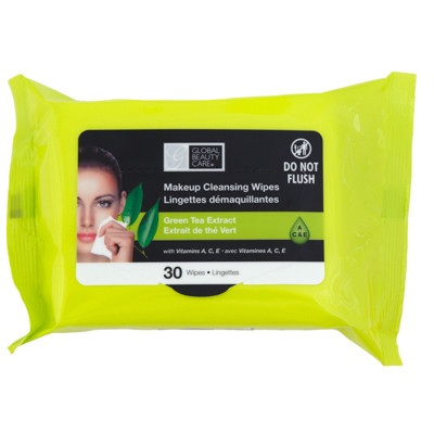 FACIAL WIPES 12-PC 30-CT GREEN TEA MAKEUP CLEANSING GBC COUNTER DISPLAY NO ONLINE SALES MAP PRICING