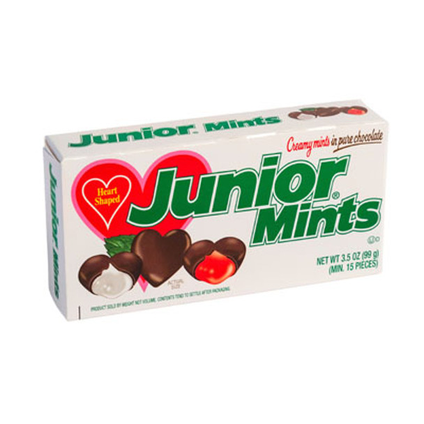 VAL CANDY JUNIOR MINTS HEARTS 3.5 OZ IN SHIPPER