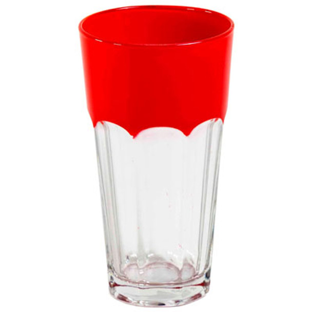 DRINKWARE 13OZ OPAQUE RED TOP OCTA BASE GLASS
