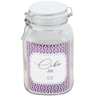 CANISTER 2 LITER WHITE LID HERMETIC SEAL HINGED GLASS