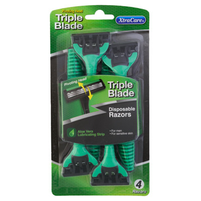 RAZORS PIVOT HEAD 4PK MENSTRIPLE BLADE CARDED XTRACARE