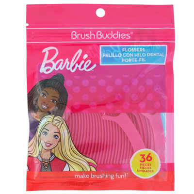 DENTAL FLOSSERS PICKS BARBIE 36CT RESEALABLE BAG