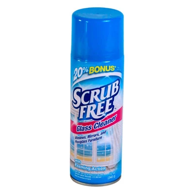 GLASS CLEANER 12OZ FOAMING SCRUB FREE AEROSOL