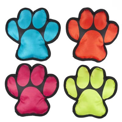 DOG TOY CANVAS W/SQUEAKER PAWSHAPE DESIGN 4 COLORS IN PDQ #P30200