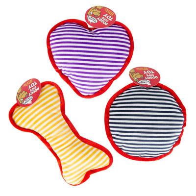 DOG TOY PLUSH W/SQUEAKER 3 ASST STYLES & COLORS IN PDQ #P31102