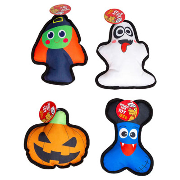 DOG TOY PLUSH HALLOWEEN ASSORTED 4 DESIGNS HANG TAG #P32581 COUNTER DISPLAY