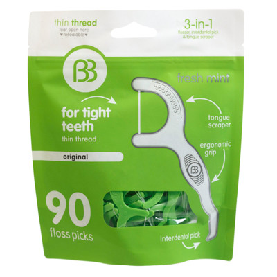 DENTAL FLOSS PICKS 90CT MINT BRUSH BUDDIES