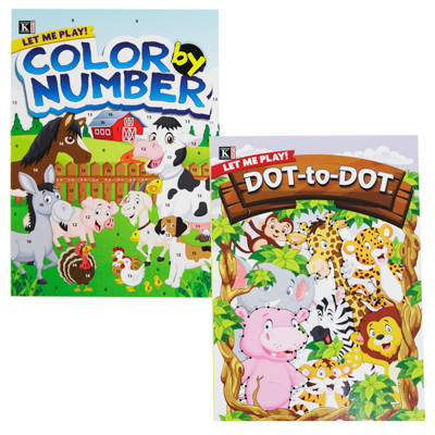 COLOR & ACTIVITY BOOK COLOR BY NUMBER & DOT 2-ASSORTED PPD $3.95 COUNTER DISPLAY MADE IN USA
