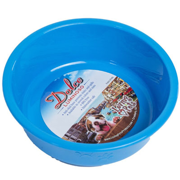 PET BOWL SMALL BLUE W/PAW DESIGN 1.90 CUPS (450ML)ANTI-SKID BASE
