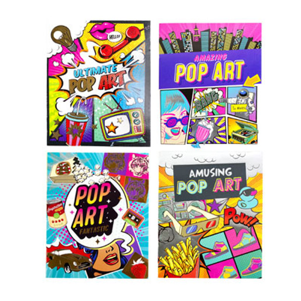 COLORING BOOK POP ART 32-PG FOIL COVER 4-ASSORTED COUNTER DISPLAY COLORING BOOK POP ART 32-PG FOIL COVER 4-ASSORTED COUNTER DISPLAY