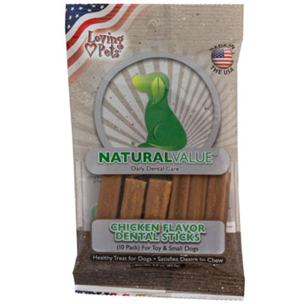 DOG TREATS 10PK 3 OZ DENTAL STICKS CHICKEN MADE IN USA