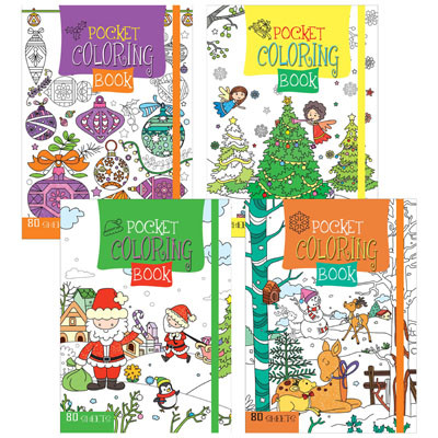 CHRISTMAS COLORING BOOK POCKET SZ 80 PG 4 ASSORTED IN PDQ