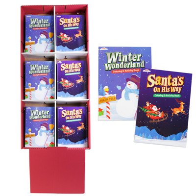 COLOR/ACTIVITY BOOK CHRISTMAS 2 ASST MADE IN USA PPD $4.95 IN FLOOR DISPLAY