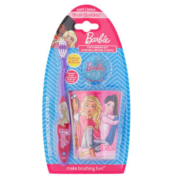 TOOTHBRUSH GIFT SET BARBIE 3PC SET TOOTHBRUSH, CUP, CAP