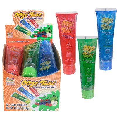 CANDY OOZE TUBE 12CT 4OZ 3 FLAVORS COUNTER DISPLAY