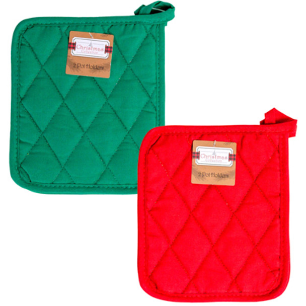 POT HOLDERS 2PK CHRISTMASRED & GREEN PEGGABLE
