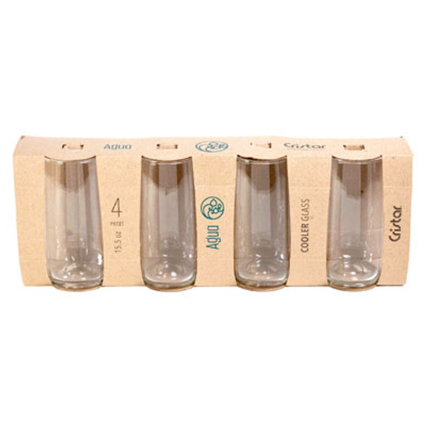 DRINKWARE 4PC SET 15.5OZ COOLER GLASS AGUA SLEEVE BOX