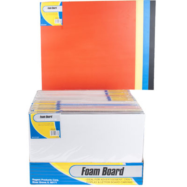 FOAM BOARD 12X18 5AST COLOR OPP BAG/STAT LABEL 70PC PDQ 5MM THICK/BOTH SIDES W/COLOR