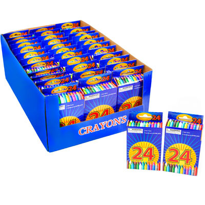 CRAYONS WAX  24CT BOXED 3.46IN IN 36PC COUNTER DISPLAY