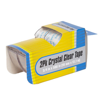 TAPE 2PK CRYSTAL CLEAR.75 X 500 IN PEGGABLE SLEEVE