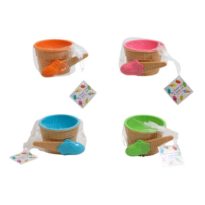 ICE CREAM CUP & SPOON SET 4 AST SUMMER BRITES 3.74DIA X 2.6H 6.8 OZ NET BAG W/HANGTAG
