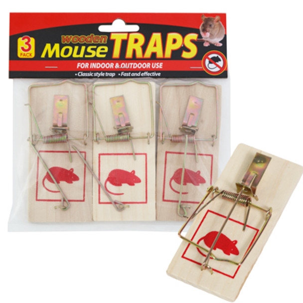 MOUSE TRAPS WOODEN S/3 HARDWARE PBH