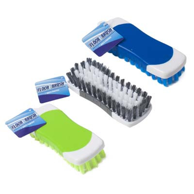 SCRUB BRUSH 5.5IN RECTANGULAR GREEN/GREY/BLUE-CLEAN HANGTAG