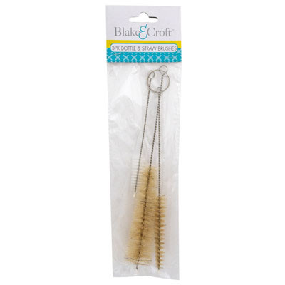 BRUSH SET 3PK FOR BOTTLES/STRAWS ON RING 8.66/7.7/5.1 IN L B&C PBH