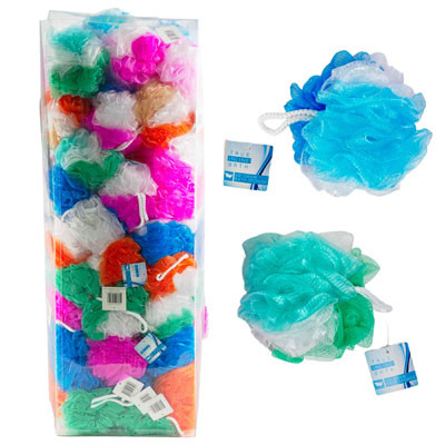 BATH SPONGE 2-TONE/TRI-COLOR/SOLIDS ASSORTMENT 130PC SQ PVC 60G SPONGE/HBA HT FLOOR DISPLAY