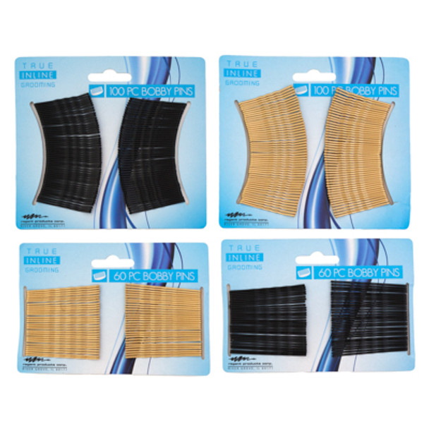 BOBBY PINS 100 LARGE OR 60 JUMBO BLACK/GOLD 4AST HBA TCD