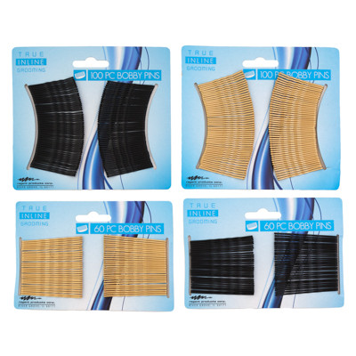 BOBBY PINS 100 LARGE OR 60 JUMBO BLACK/GOLD 4AST HBA TCD