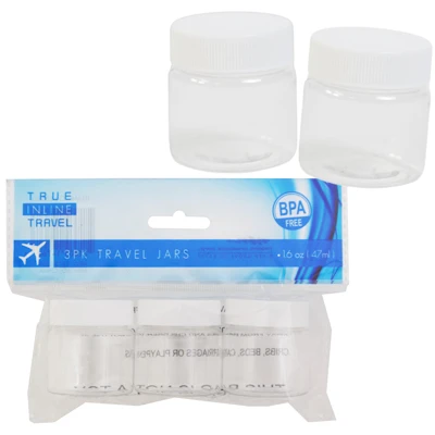 TRAVEL JAR KIT 3PK 1.6OZ SCREW LID FOR CREAMS/LOTIONS 1.75IN D