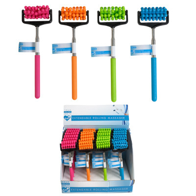 MASSAGER FOR BODY W/EXTENDABLE HANDLE EXTENDS TO 23.6IN/24PC PDQ 4AST COLORS/HBA LABEL