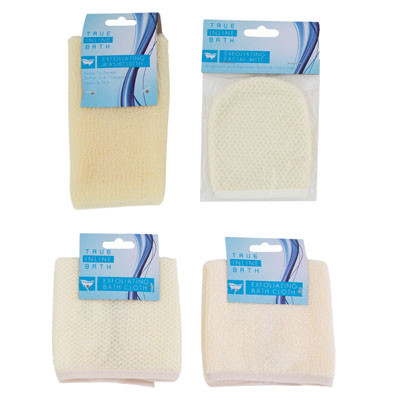 EXFOLIATING BATH CLOTH/MITT CREAM COLOR 4AST STYLETRUE INLINE BATH ART