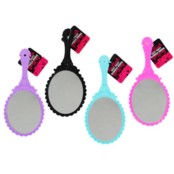 HAND MIRROR FANCY VANITY 4AST COLORS 10IN X 4.5IN PLST/HBA/HT