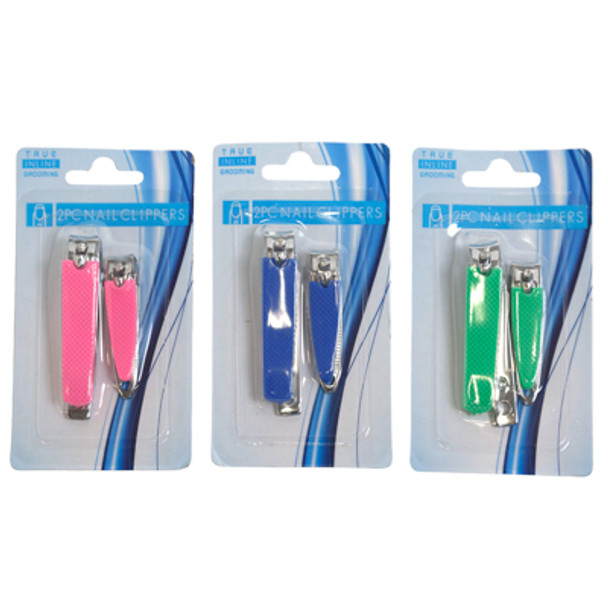 NAIL CLIPPER 2PC SET W/SOFT GRIP 3AST COLOR TRIM HBA BLISTER