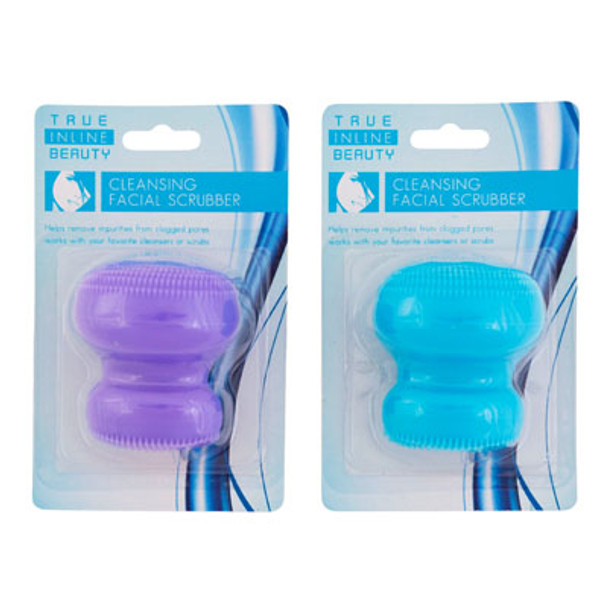 CLEANSING FACIAL SCRUBBER SILICONE W/SPONGE INSIDE 2IN/2AST COLORS HBA/BLISTER