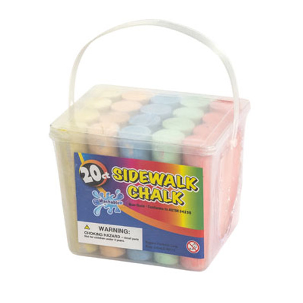 CHALK SIDEWALK JUMBO 20CT BUCKET W/HANDLE 5AST COLORS 4INH