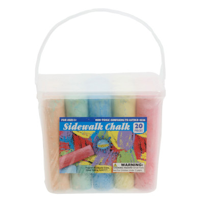 CHALK SIDEWALK JUMBO 20CT BUCKET W/HANDLE 5AST COLORS 4INH