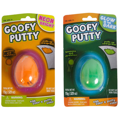 GOOFY PUTTY BOUNCES/STRETCHES 2AST NEON ORANGE/GID BLISTERCRDAGES 5+