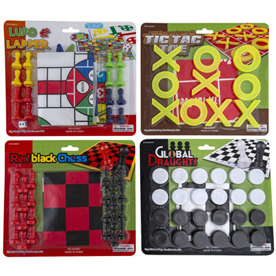 GAMES CLASSIC 4AST TICTAC/SNAKES&LADDERS/CHESS/GLOBAL DRAUGHTS ON BLISTER CARD