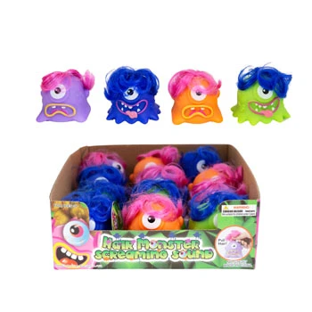 HAIR MONSTER SCREAMING SOUND TOY 12-PC 4-ASSORTED COUNTER DISPLAY